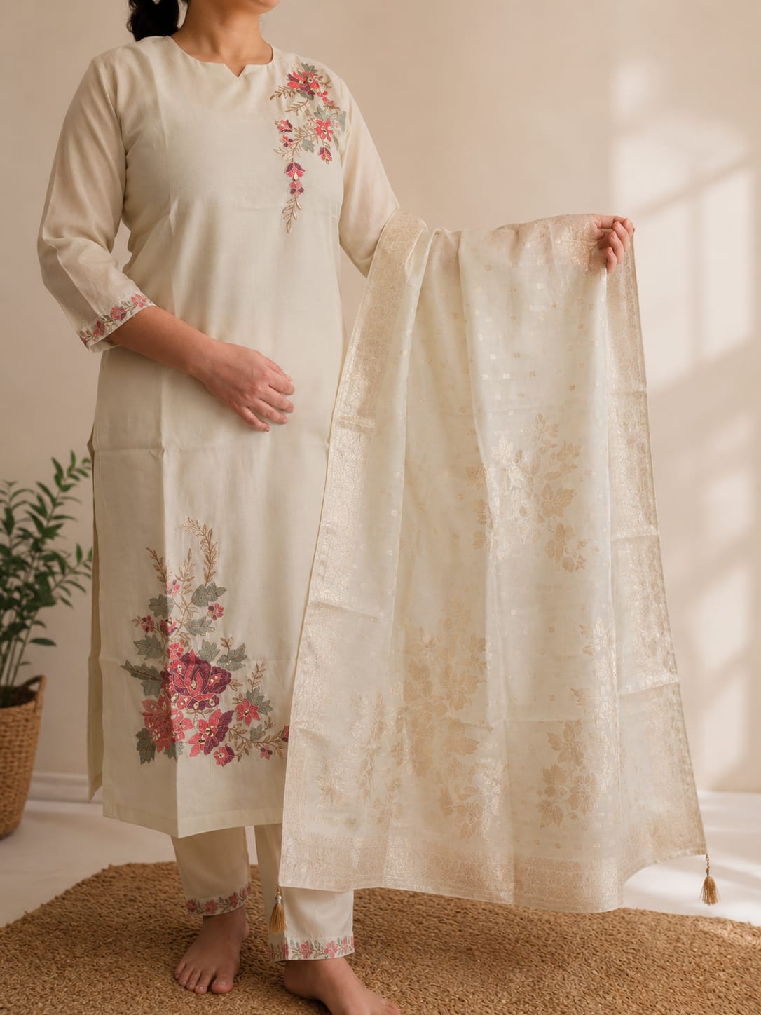 Premium Cotton Kurtha Ivory White